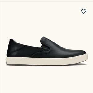 OluKai Black Leather Slip-ons size 8